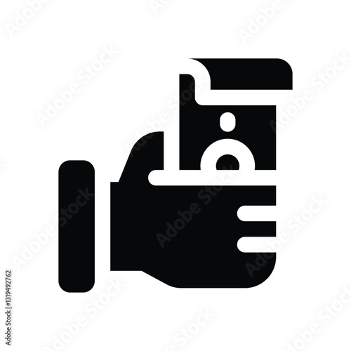 cash glyph icon. Strong and solid vector icon for websites, mobile interfaces, presentations, and visual branding. High quality and easy to edit.