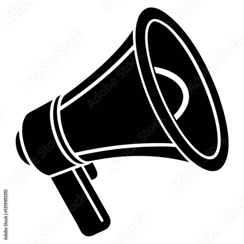 Bold Black Silhouette Vector Icon of a Megaphone – Communication & Announcement Symbol