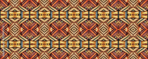 Seamless Ethnic Embroidery. Gold print Mexican