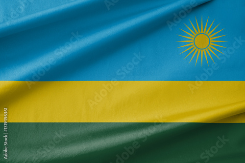 Rwanda National Flag Waving in the Wind