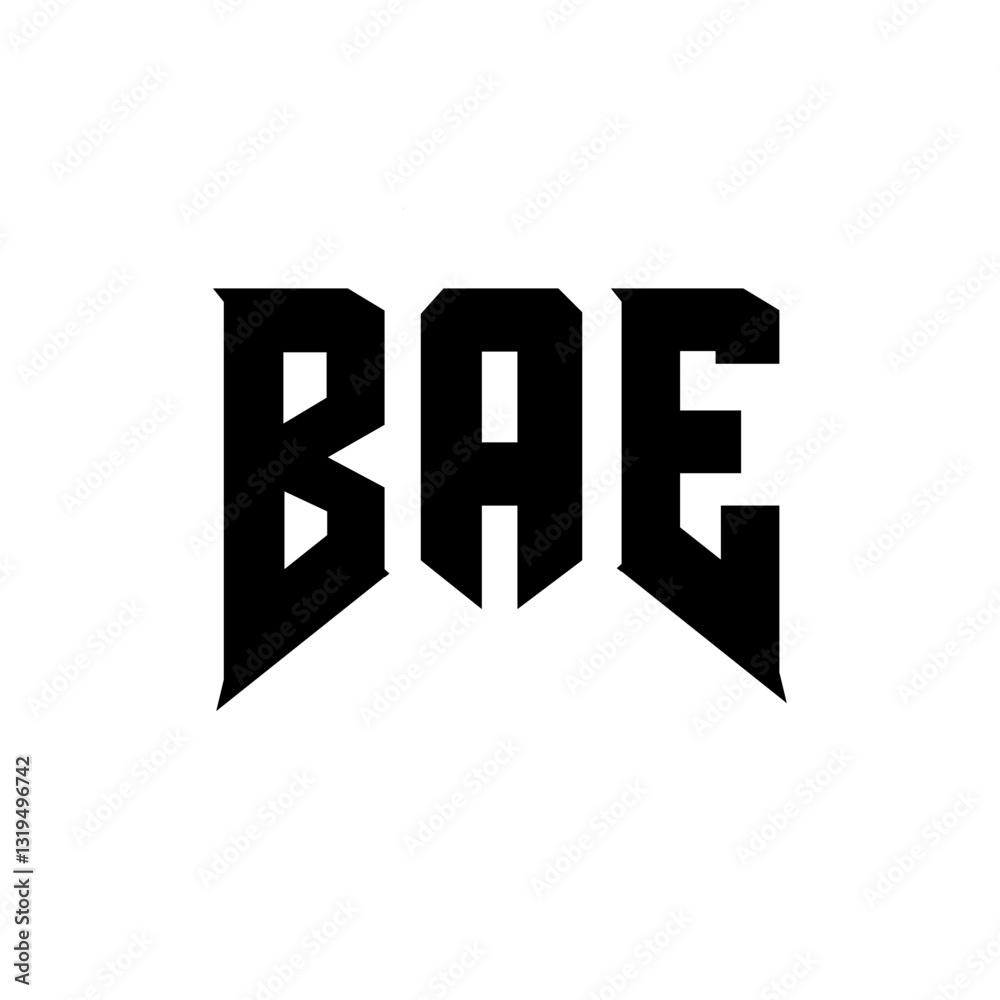 Obraz premium BAE letter logo design for technology company. BAE logo design black and white color combination. BAE logo, BAE vector, BAE design, BAE icon, BAE alphabet. BAE typography logo design.