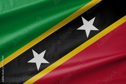 Saint Kitts and Nevis National Flag Waving in the Wind