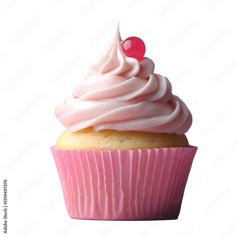 Cupcake with pink cream, isolated on white background / PNG Cupcake with pink cream, isolated on white background / PNG