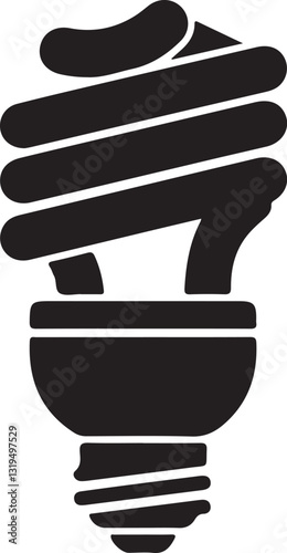 Monochrome Icon of Compact Fluorescent Light Bulb, Symbolizing Energy Efficiency
