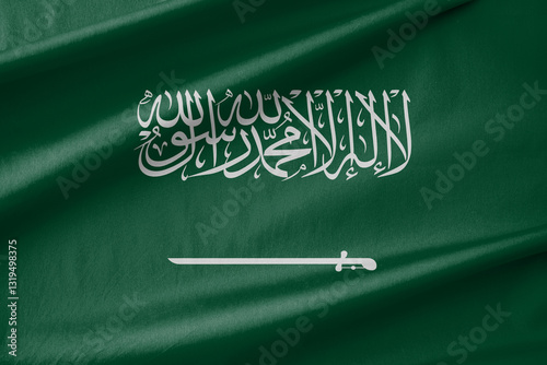 Saudi Arabia National Flag Waving in the Wind