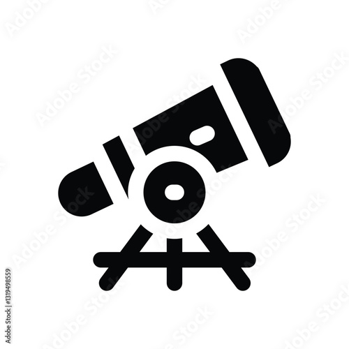 telescope glyph icon. Strong and solid vector icon for websites, mobile interfaces, presentations, and visual branding. High quality and easy to edit.
