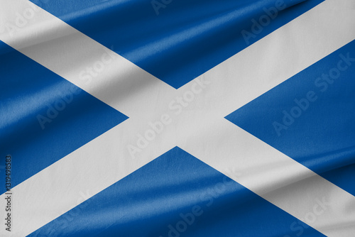 Scotland National Flag Waving in the Wind