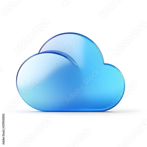 Minimalist Frontal Projection of a Transparent Cloud Icon with Bright Technological Aesthetics photo