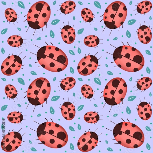 Ladybird seamless pattern
