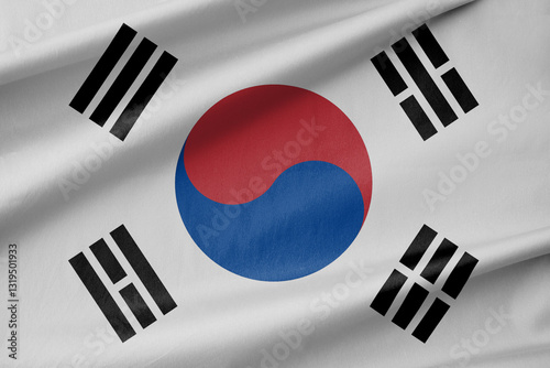 South Korea National Flag Waving in the Wind