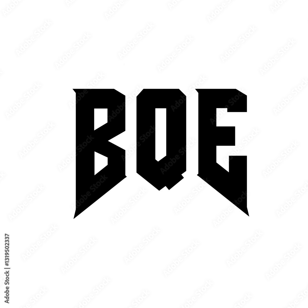 Fototapeta premium BQE letter logo design for technology company. BQE logo design black and white color combination. BQE logo, BQE vector, BQE design, BQE icon, BQE alphabet. BQE typography logo design.
