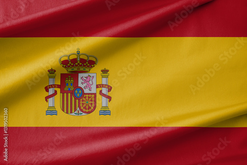 Spain National Flag Waving in the Wind