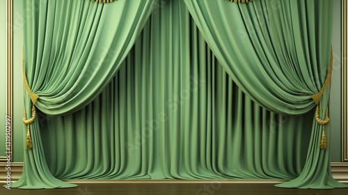 beautiful green curtain arrangement