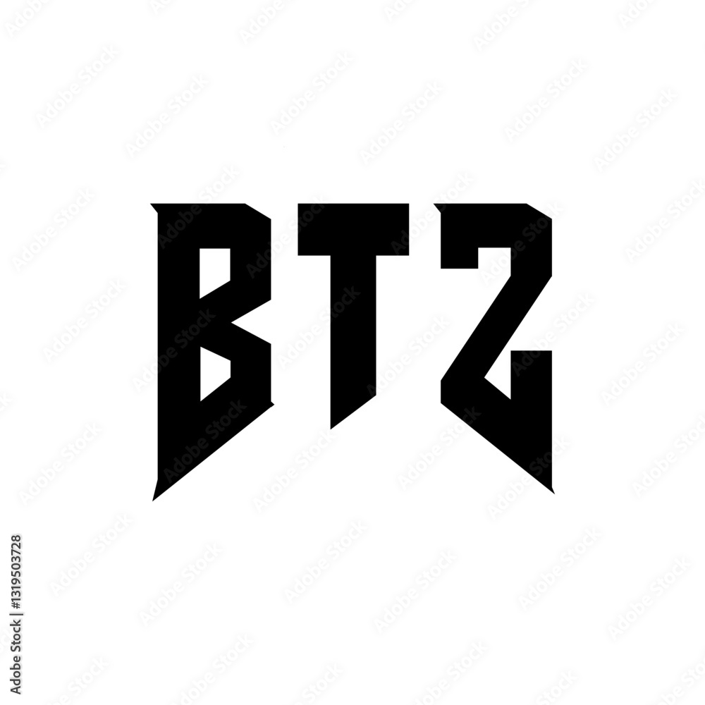 Fototapeta premium BTZ letter logo design for technology company. BTZ logo design black and white color combination. BTZ logo, BTZ vector, BTZ design, BTZ icon, BTZ alphabet. BTZ typography logo design.