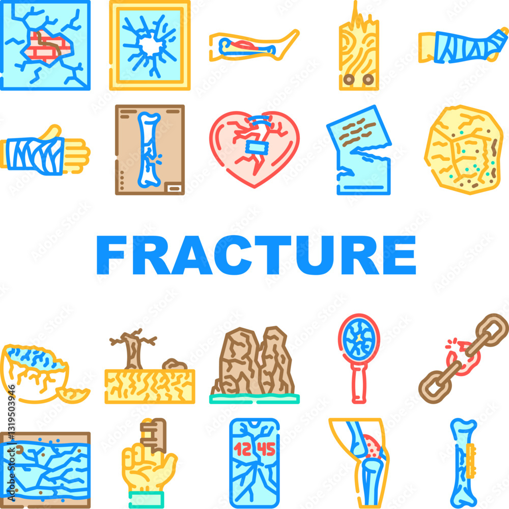 Fototapeta premium fracture break bone icons set vector