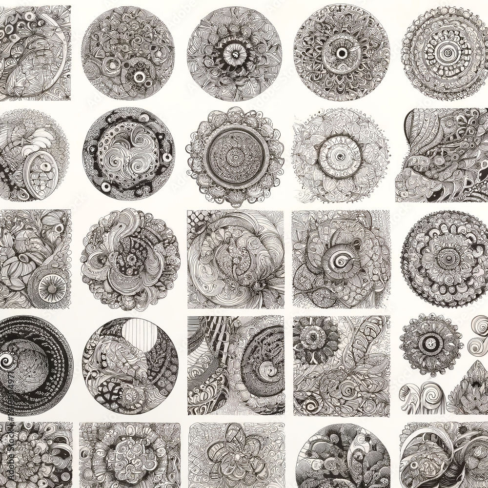 Collection of Abstract Geometric Zentangle Patterns Collection of Abstract Geometric Zentangle Patterns