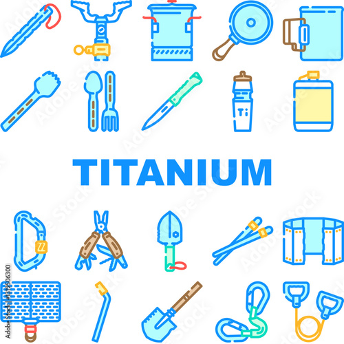 titanium accessories jewelry icons set vector