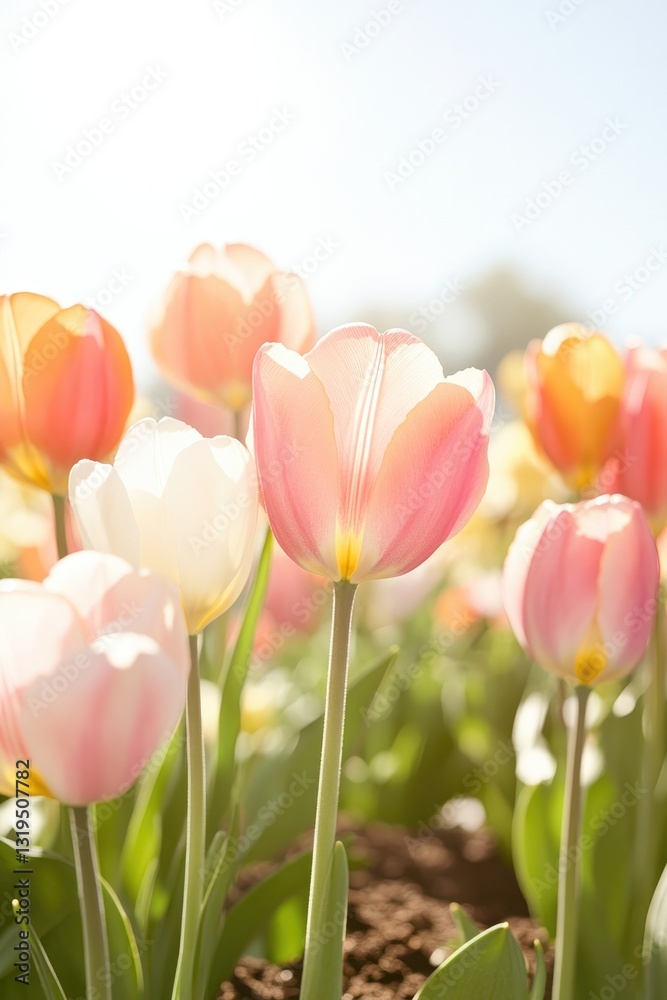 flourishing garden scene featuring vibrant spring flowers in bloom with ample copy space for text placement flourishing garden scene featuring vibrant spring flowers in bloom with ample copy space for text placement