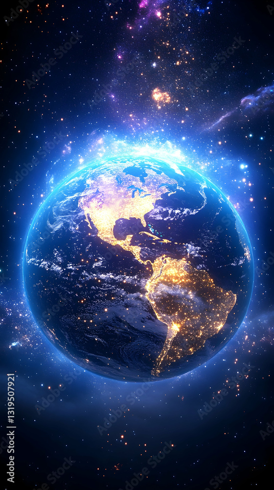 Obraz premium Earth glowing in the cosmos