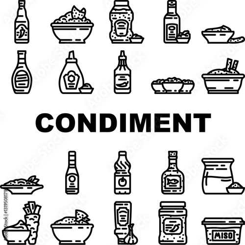 condiment ketchup mustard icons set vector