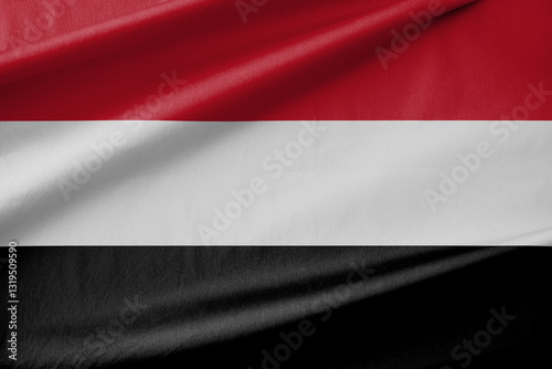 Yemen National Flag Waving in the Wind