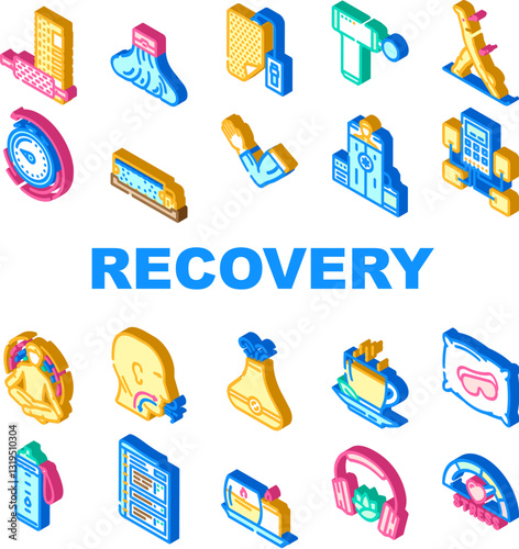 recovery wellness practices icons set vector