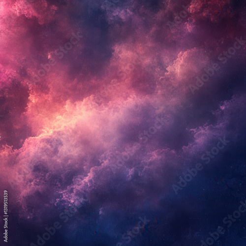 vibrant cosmic background featuring swirling clouds of pink, purple, and blue hues, creating dreamy and ethereal atmosphere