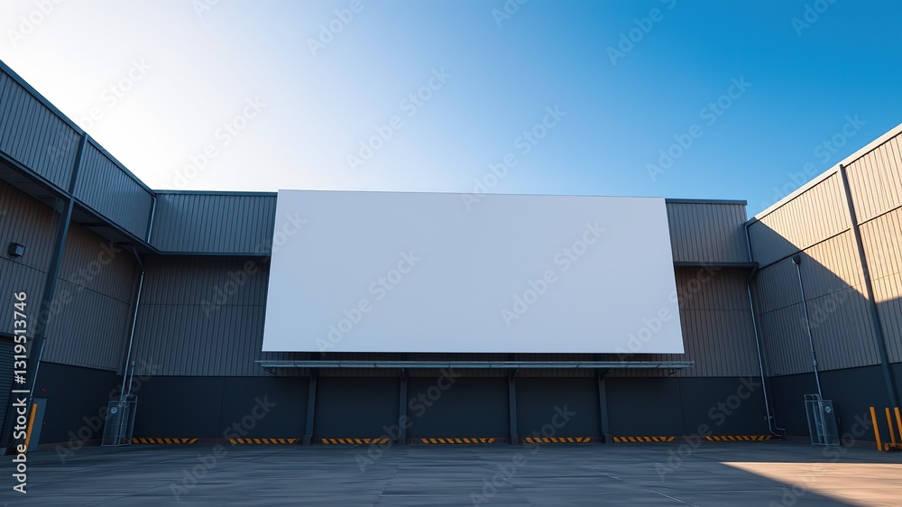 Obraz premium Empty Billboard Ad Space Modern Warehouse