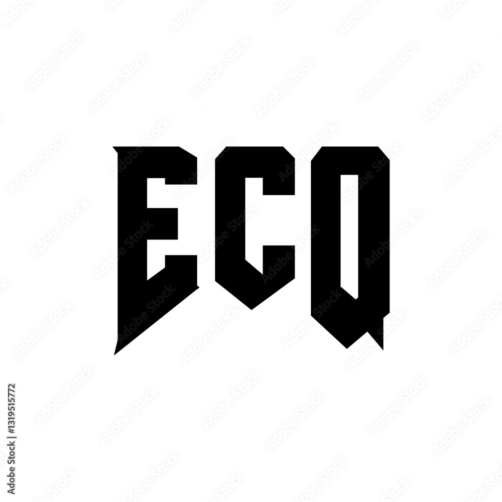 Obraz premium ECQ letter logo design for technology company. ECQ logo design black and white color combination. ECQ logo, ECQ vector, ECQ design, ECQ icon, ECQ alphabet. ECQ typography logo design.