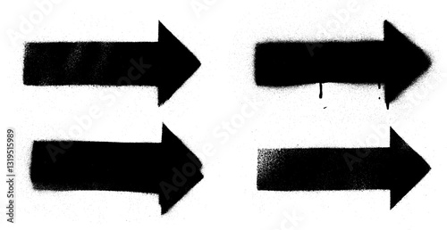 Simple Arrow Stencil Grunge Spray Paint Stroke Vector Set
