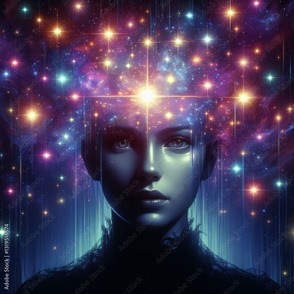 Clarity of Mind Star Head: Metaphorical Girl Portrait Transparent Clarity of Mind Star Head: Metaphorical Girl Portrait Transparent