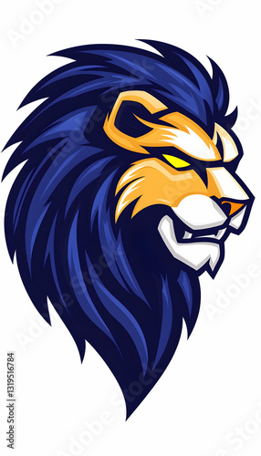 Wallpaper Mural Fierce lion head profile, vibrant colors Torontodigital.ca