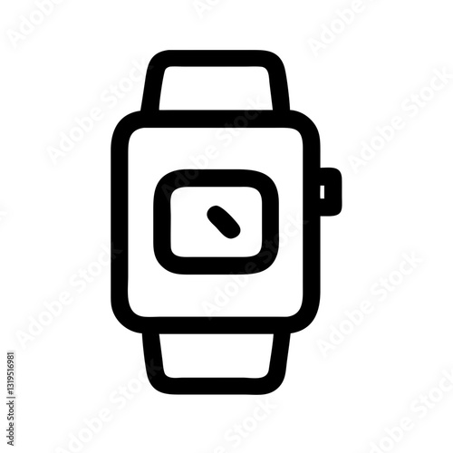 Wristwatch silhouette icon, timekeeping concept, stylish design, monochrome style, copy space, on a white background