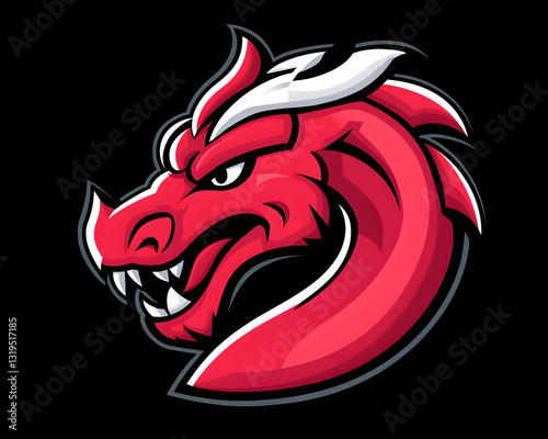 Wallpaper Mural Fierce red dragon mascot head graphic Torontodigital.ca