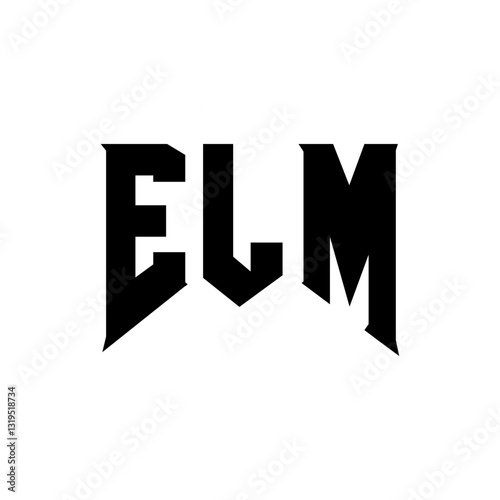 ELM letter logo design for technology company. ELM logo design black and white color combination. ELM logo, ELM vector, ELM design, ELM icon, ELM alphabet. ELM typography logo design.