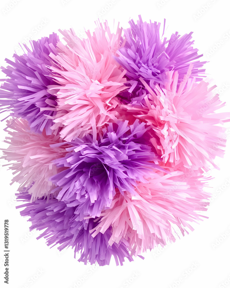 Obraz premium Fluffy, pastel pink and purple pom-poms