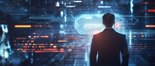 Businessman AI technology cyber security techniques help companies identify and eliminate weaknesses in their security protocols.