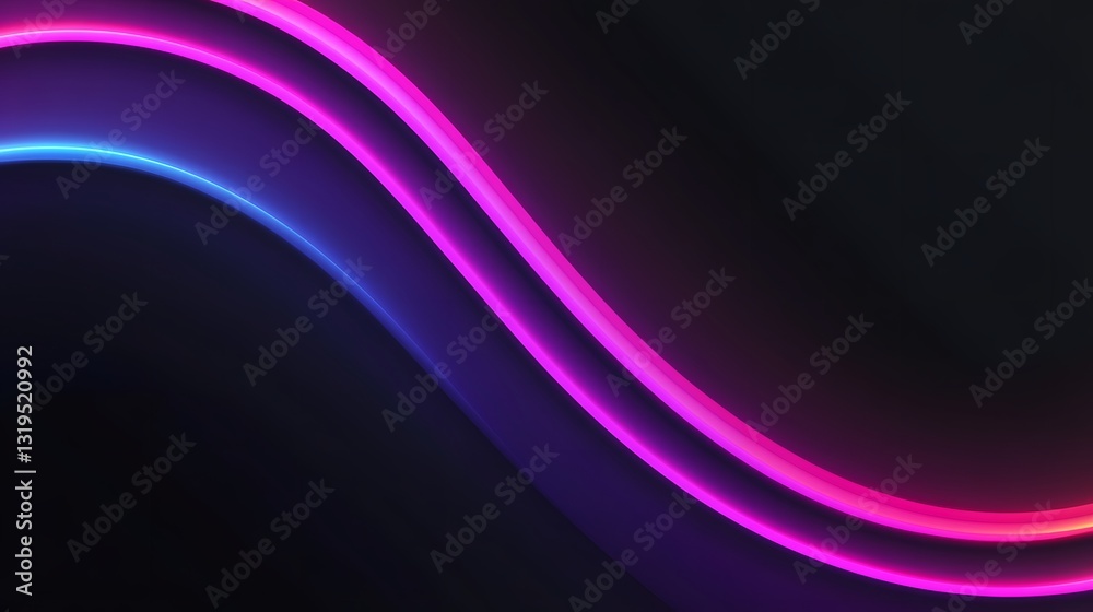 Elegant curved neon light design with dark smooth gradient background Elegant curved neon light design with dark smooth gradient background