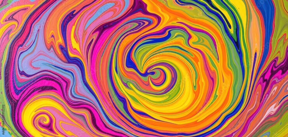 Vibrant oil paint swirls, abstract colorful backdrop, close-up, texture