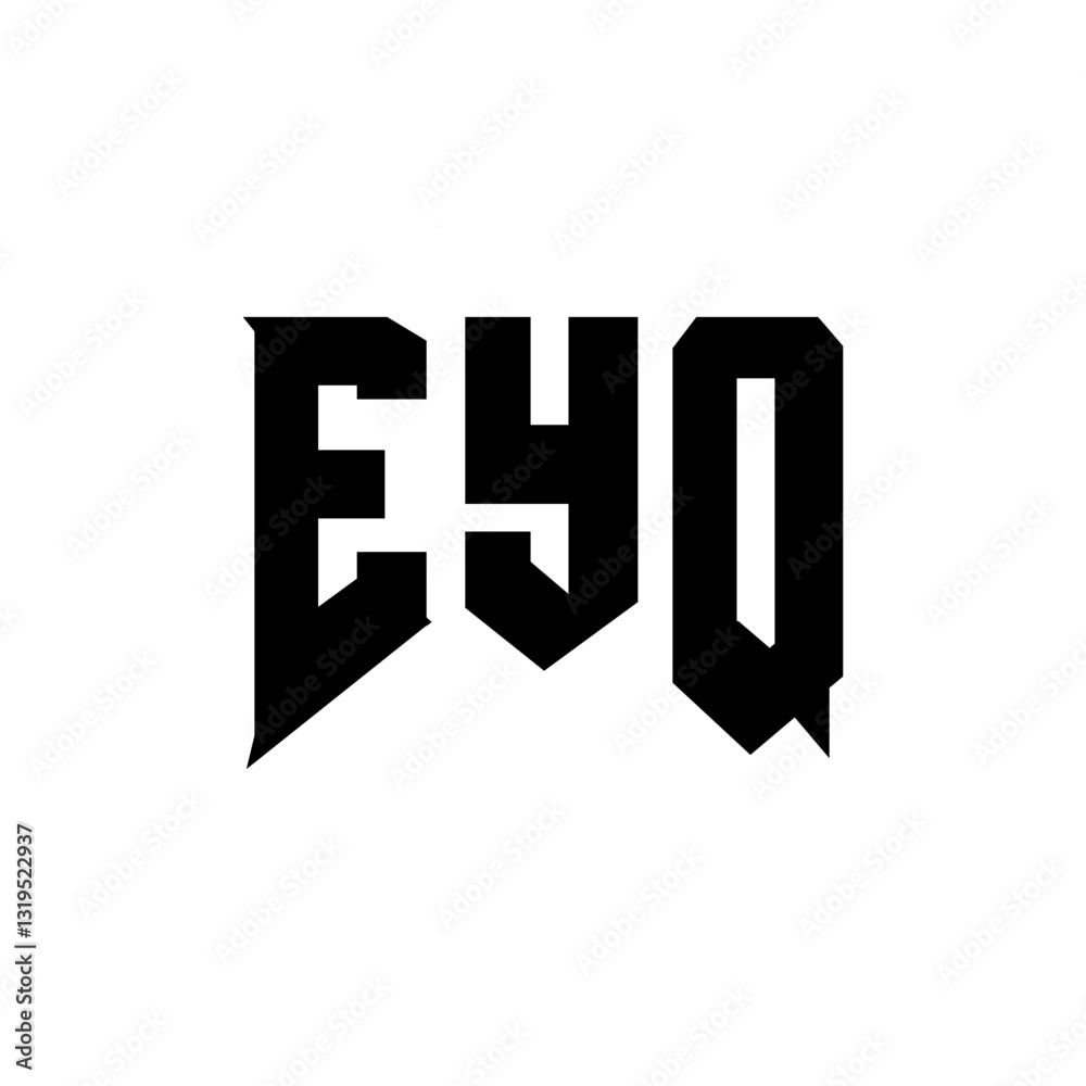 Obraz premium EYQ letter logo design for technology company. EYQ logo design black and white color combination. EYQ logo, EYQ vector, EYQ design, EYQ icon, EYQ alphabet. EYQ typography logo design.