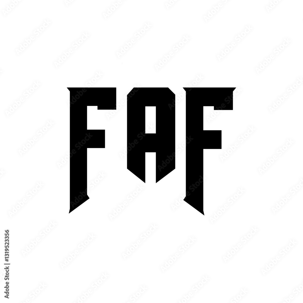 Obraz premium FAF letter logo design for technology company. FAF logo design black and white color combination. FAF logo, FAF vector, FAF design, FAF icon, FAF alphabet. FAF typography logo design.
