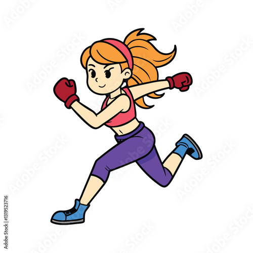 Female Boxer showing punch, Ready for Combat, women's empowerment, woman athlete fitness activity.
