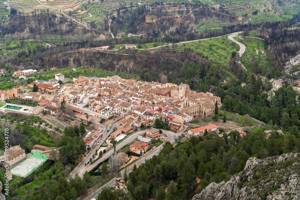 Aerial view to Penáguila village, in Alicante, Comunidad Valenciana (Spain). Aerial view to Penáguila village, in Alicante, Comunidad Valenciana (Spain).
