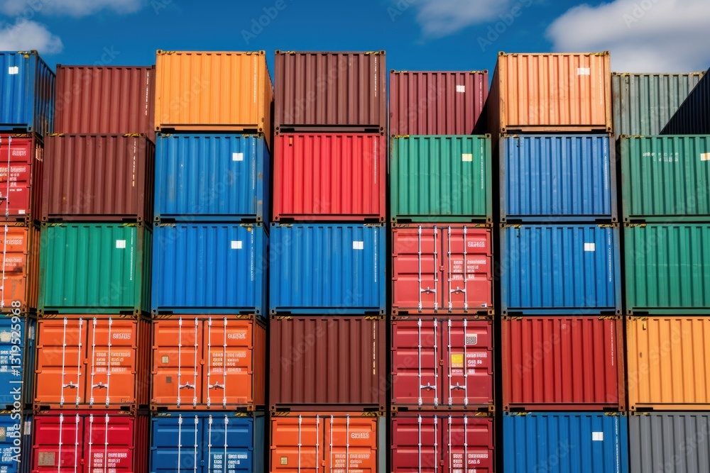 Stacked Shipping Cargo Freight Container. Stacked Cargo Shipping Containers Global Trade Logistics. Stack of Cargo Containers. Global Cargo import and Export Logistics Concept with Copy Space. Stacked Shipping Cargo Freight Container. Stacked Cargo Shipping Containers Global Trade Logistics. Stack of Cargo Containers. Global Cargo import and Export Logistics Concept with Copy Space.
