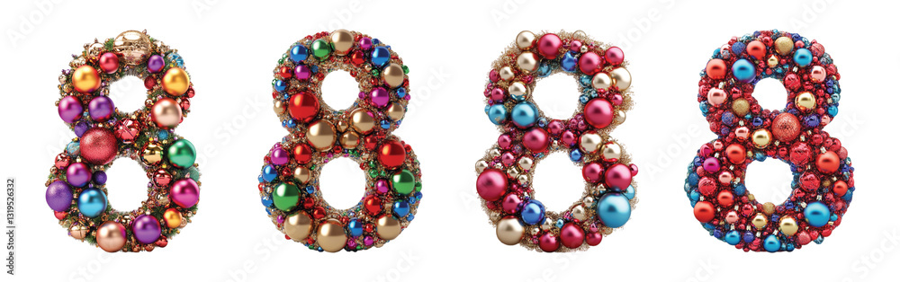 Transparent or PNG Image of 3D Rendering of a alphabet number 8 Made From Christmas Ornaments Pack Transparent or PNG Image of 3D Rendering of a alphabet number 8 Made From Christmas Ornaments Pack