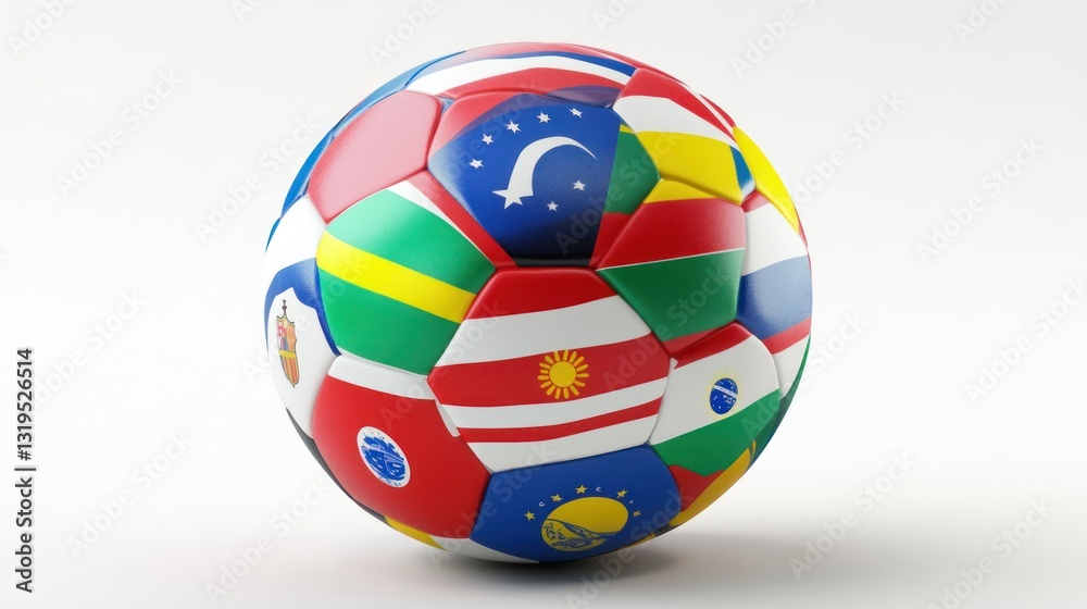 Obraz premium World soccer ball with flags, isolated, white background