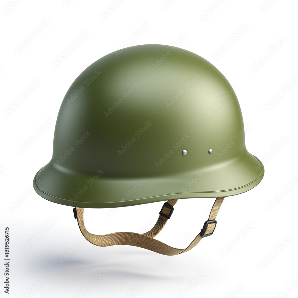 Fototapeta premium Classic Military Helmet with Green Color and Simple Design