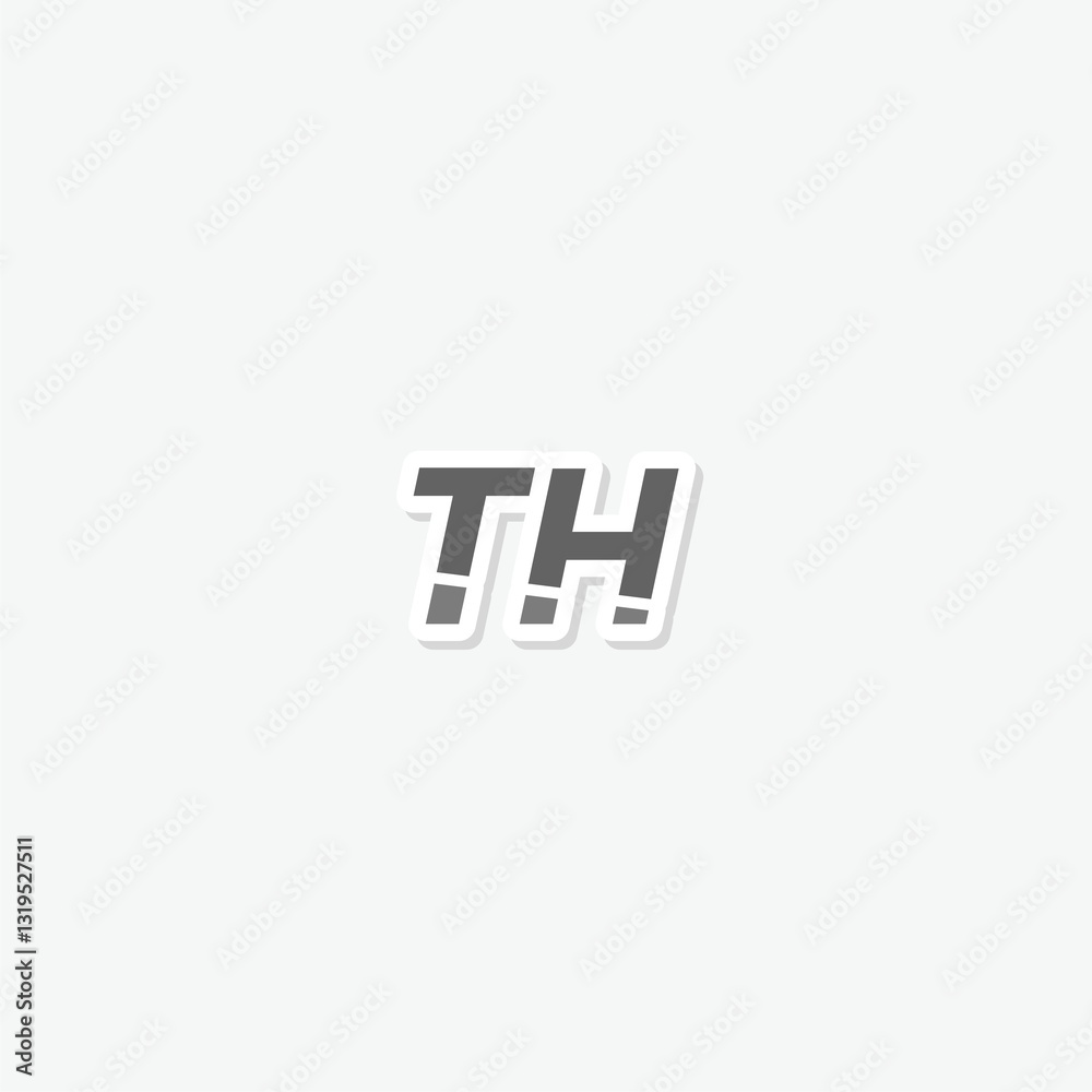 Fototapeta premium TH Letter Logo Design sticker isolated on gray background