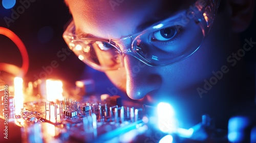 Wallpaper Mural Engineers are testing microchip resistance to electromagnetic interference. Torontodigital.ca