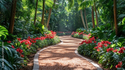 Fototapeta Naklejka Na Ścianę i Meble -  Lush tropical garden path